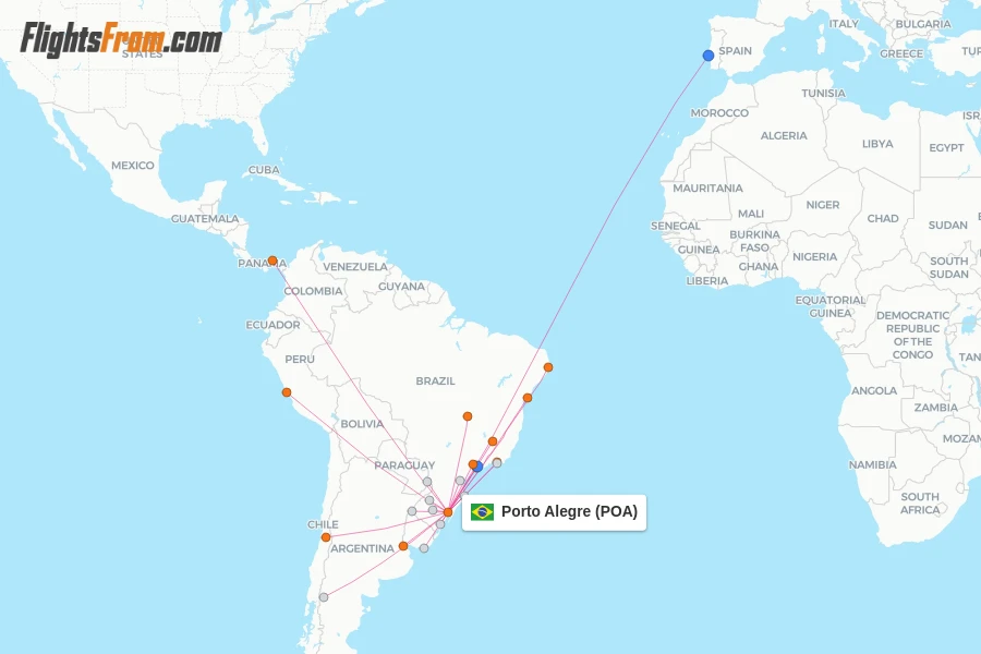 Porto Alegre flight map