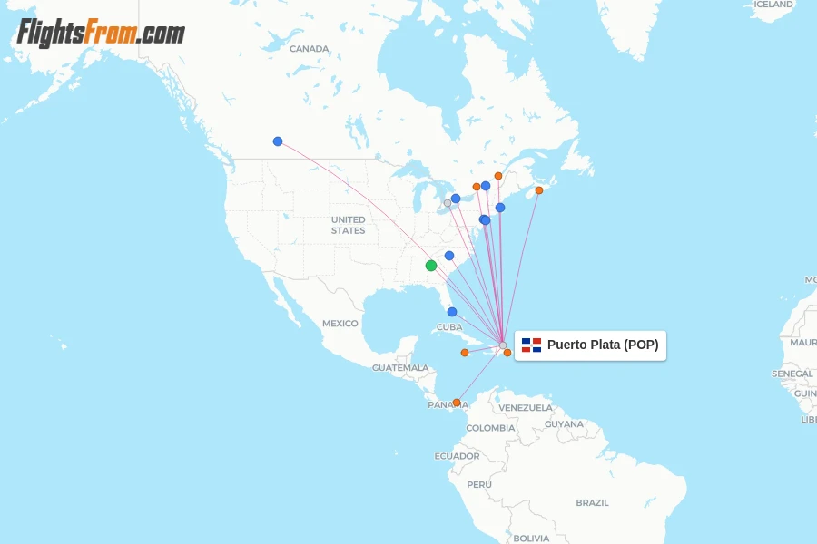 Puerto Plata flight map