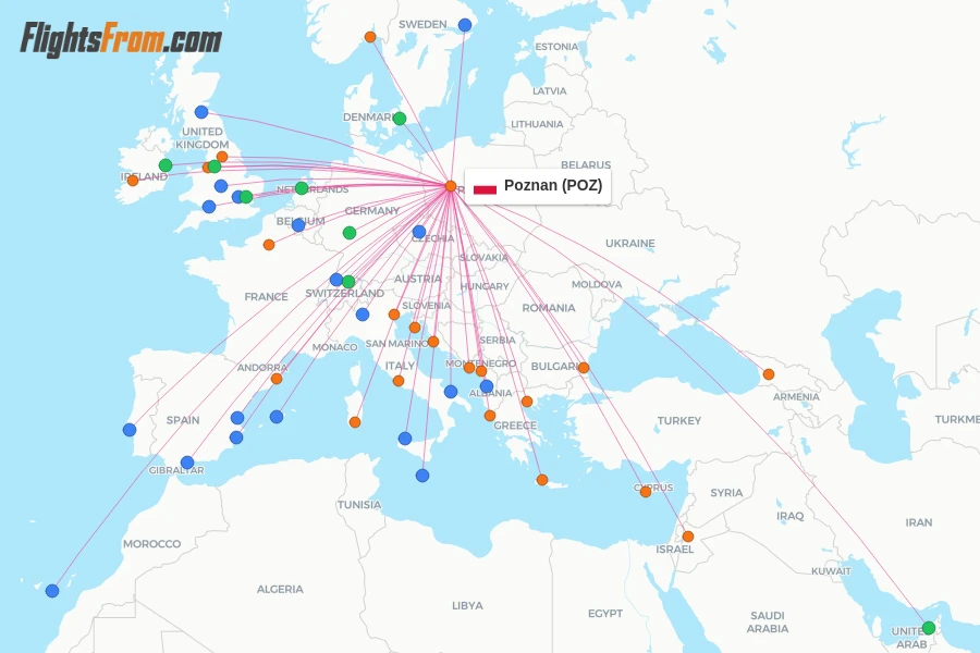 Poznan flight map
