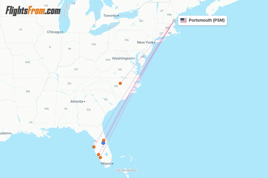 Portsmouth flight map