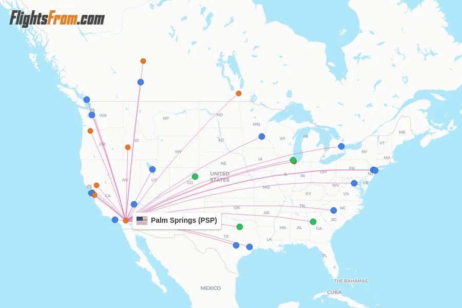 Palm Springs flight map