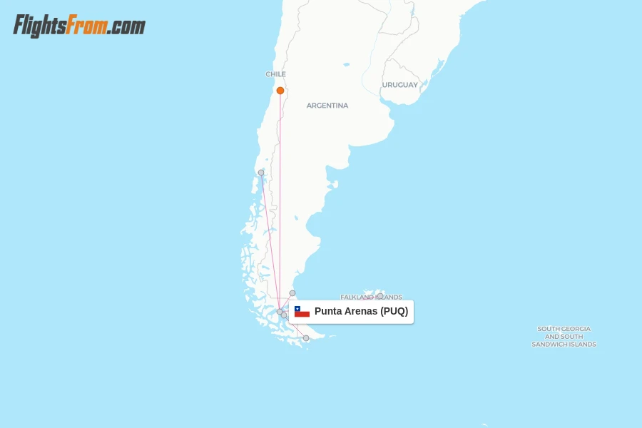 Punta Arenas flight map