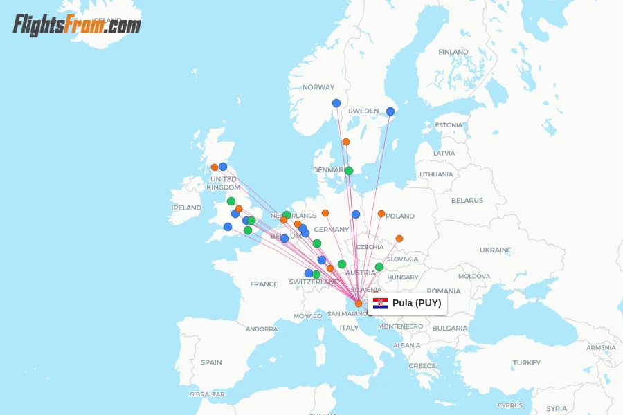 Pula flight map