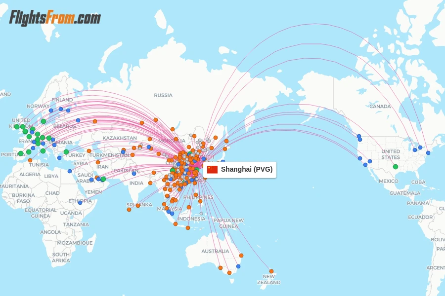 Shanghai flight map