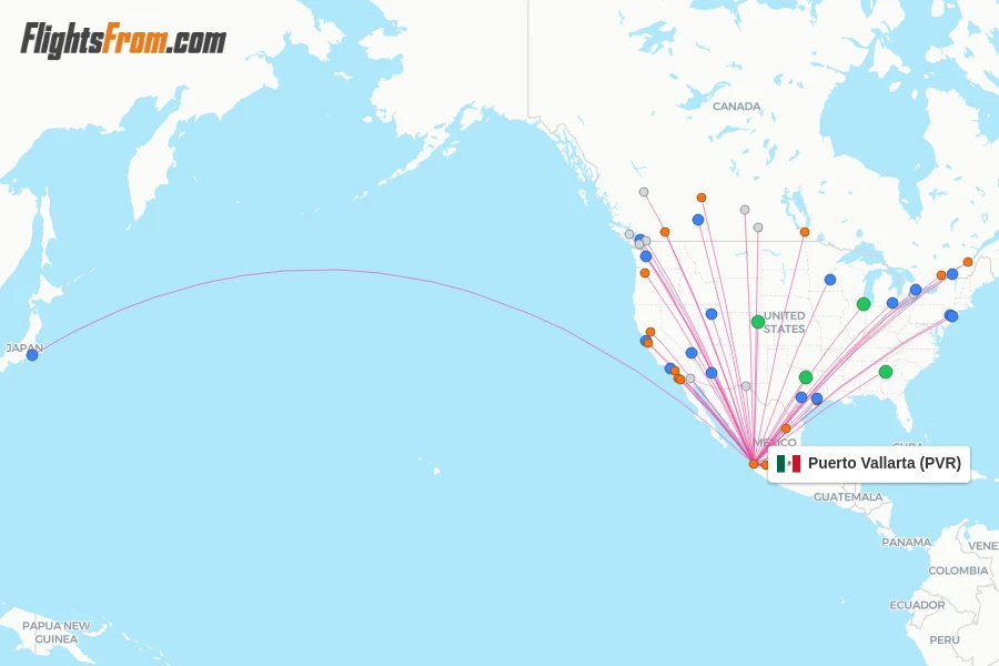 Puerto Vallarta flight map