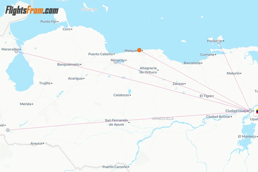 Puerto Ordaz flight map