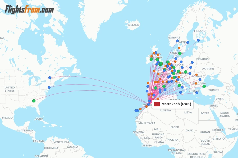 Marrakech flight map