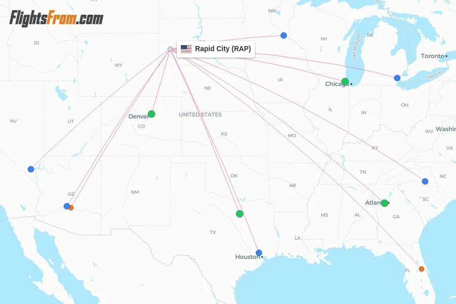 Rapid City flight map