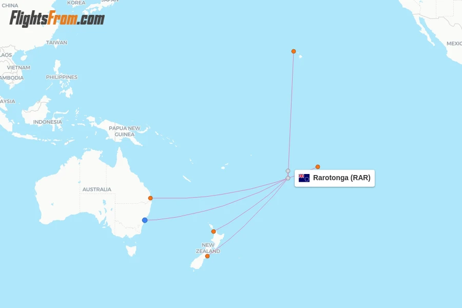 Rarotonga flight map