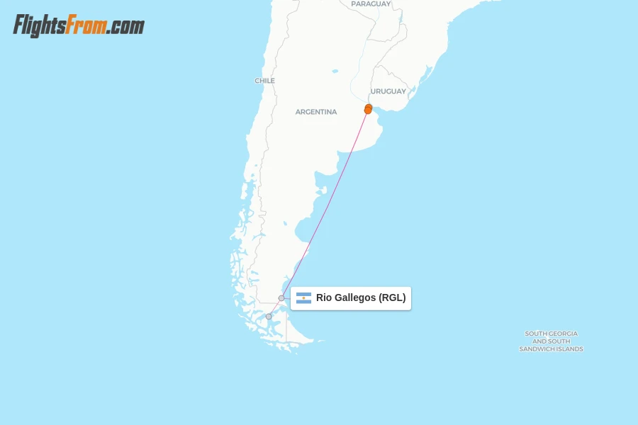 Rio Gallegos flight map