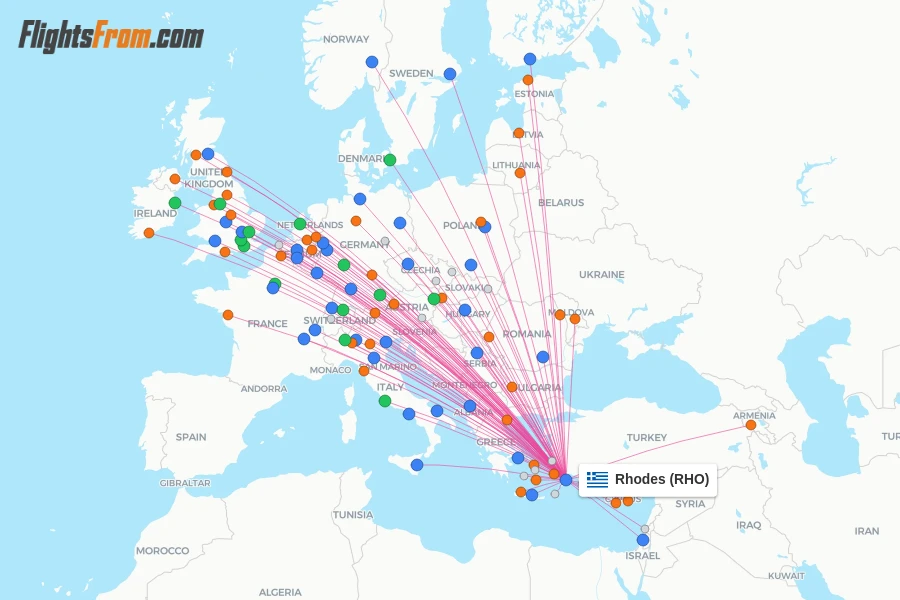 Rhodes flight map