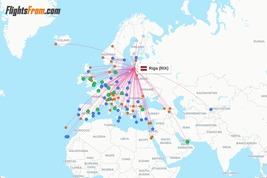 Riga flight map