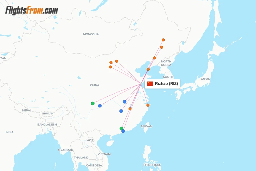 Rizhao flight map