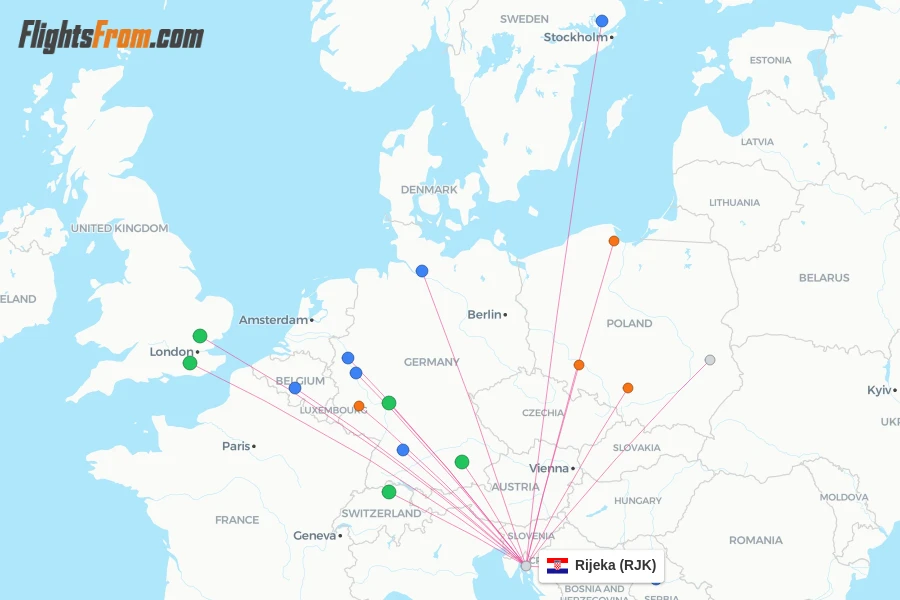 Rijeka flight map
