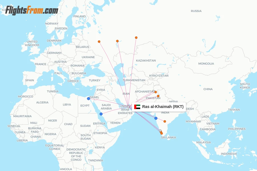 Ras al-Khaimah flight map