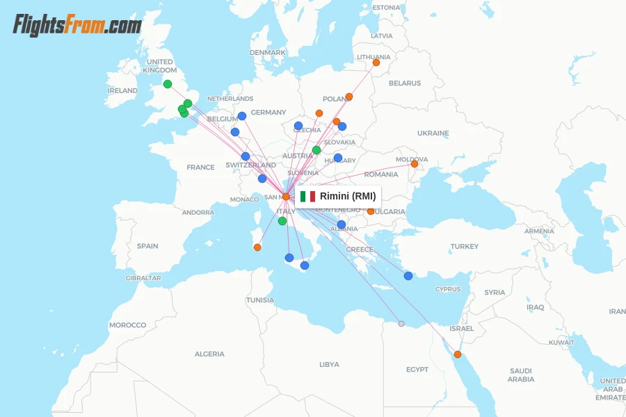 Rimini flight map