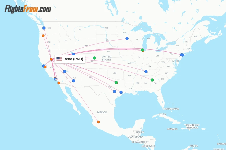 Reno flight map