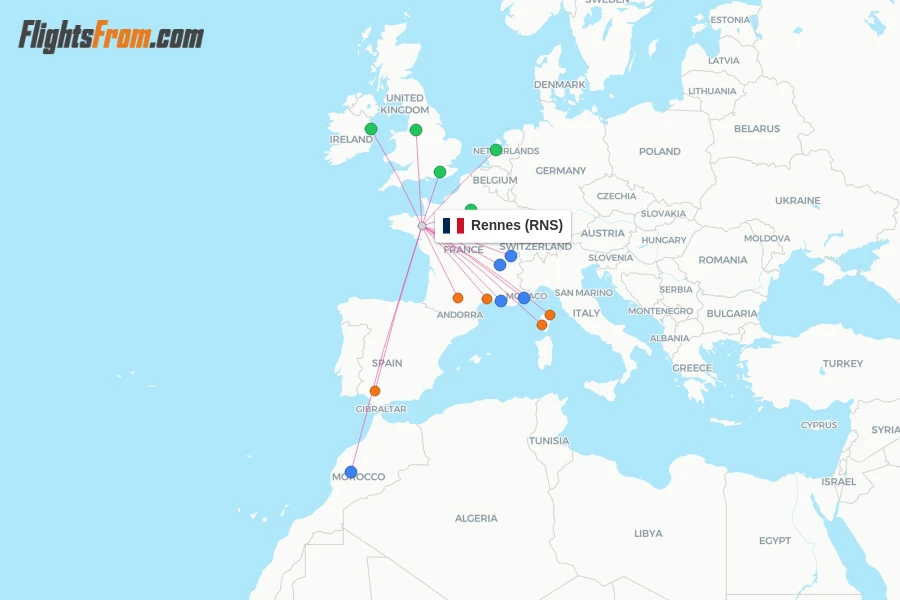 Rennes flight map