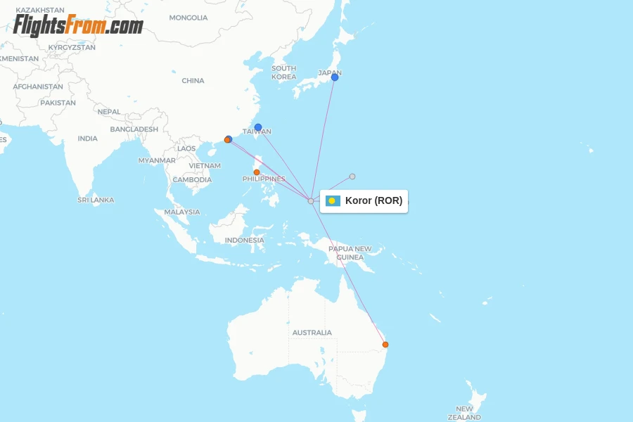 Koror flight map