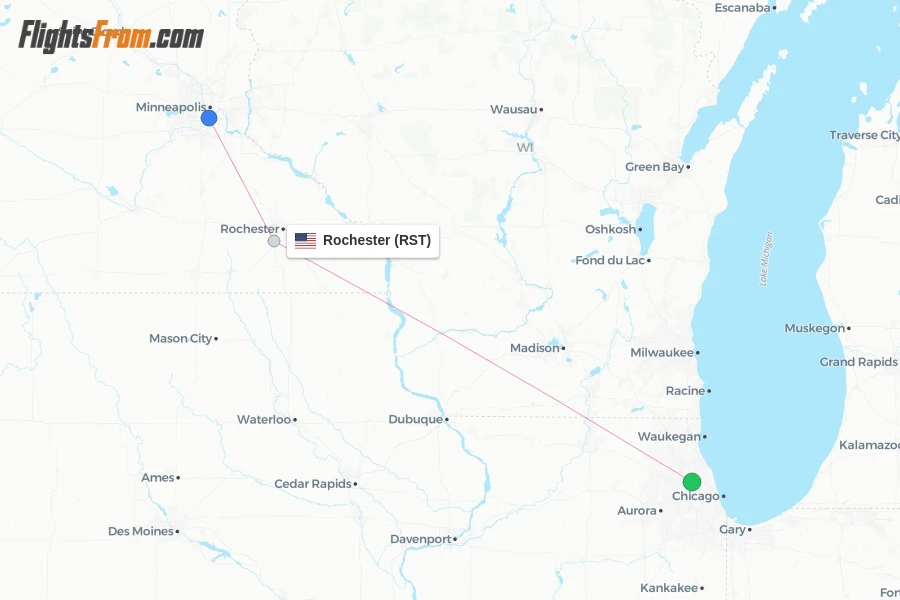 Rochester flight map