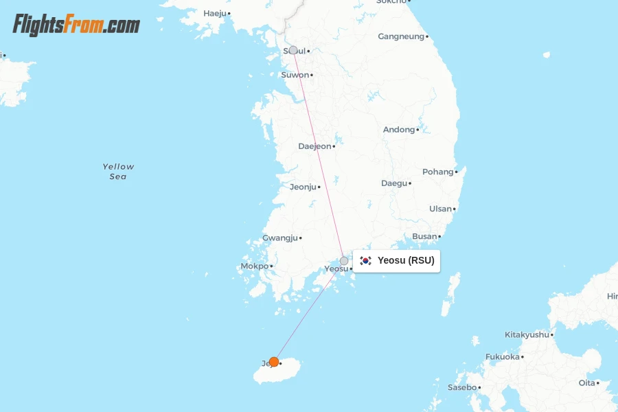 Yeosu flight map