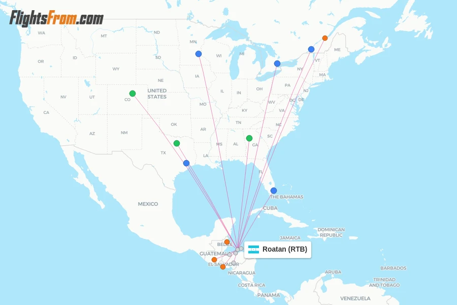 Roatan flight map