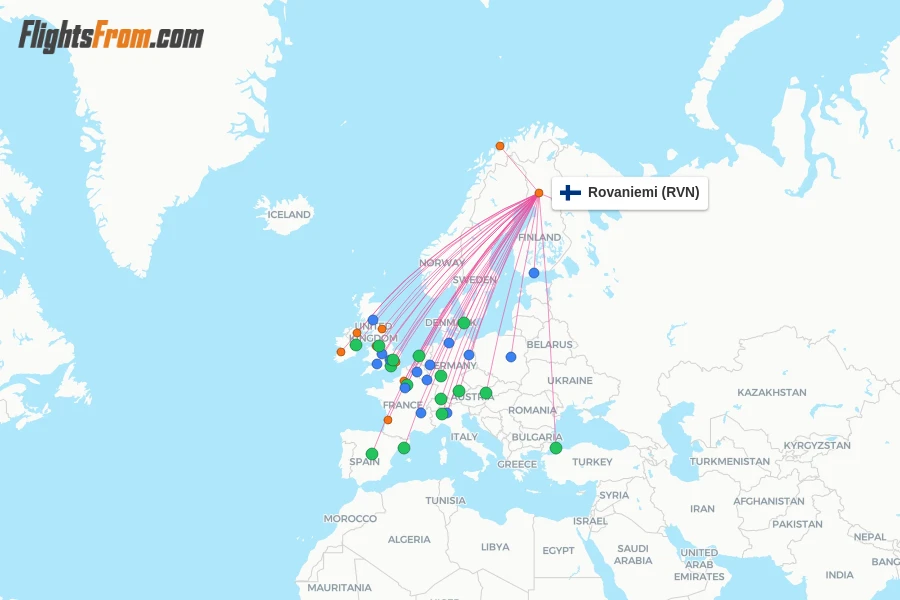 Rovaniemi flight map