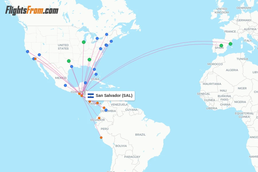 San Salvador flight map