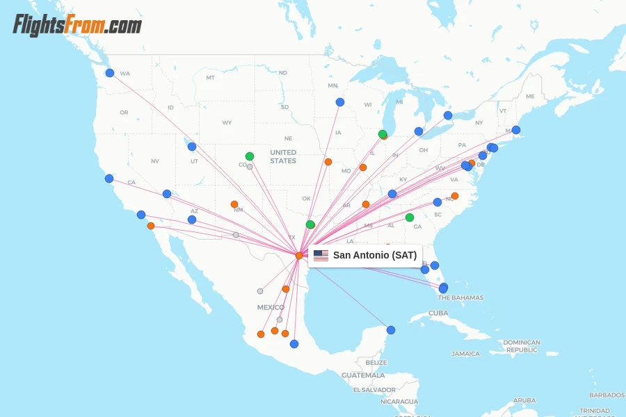 San Antonio flight map