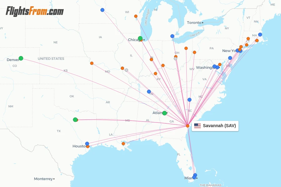 Savannah flight map