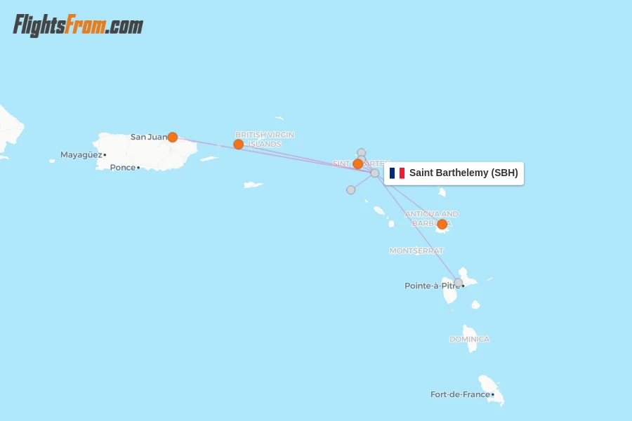 Saint Barthelemy flight map