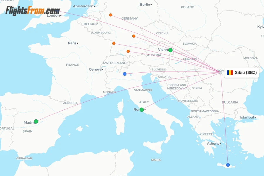 Sibiu flight map