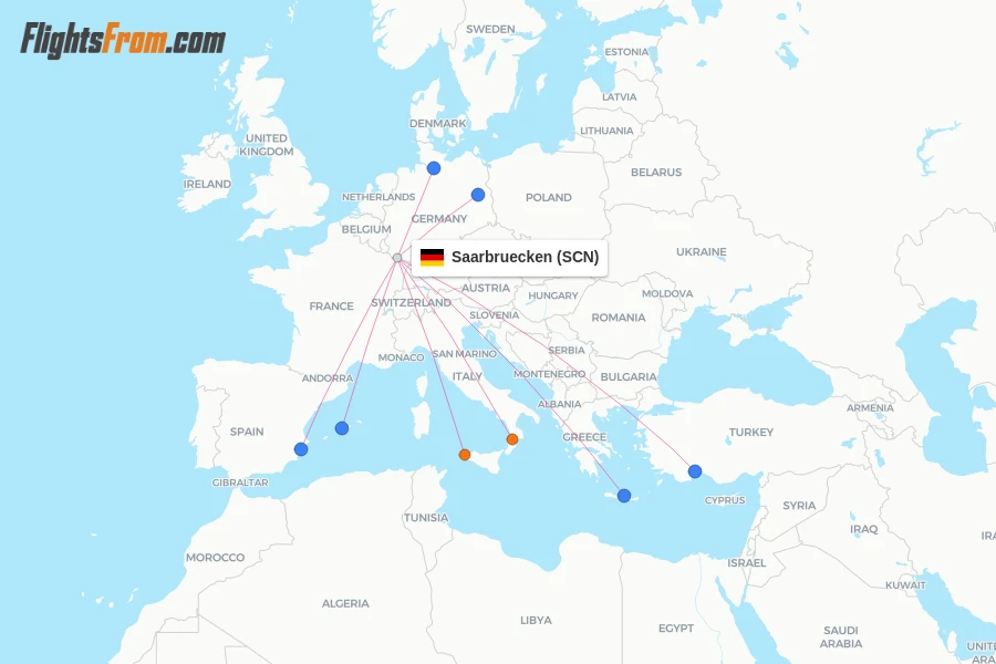 Saarbruecken flight map