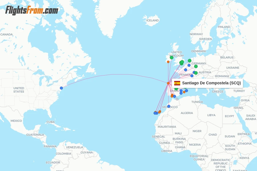 Santiago De Compostela flight map