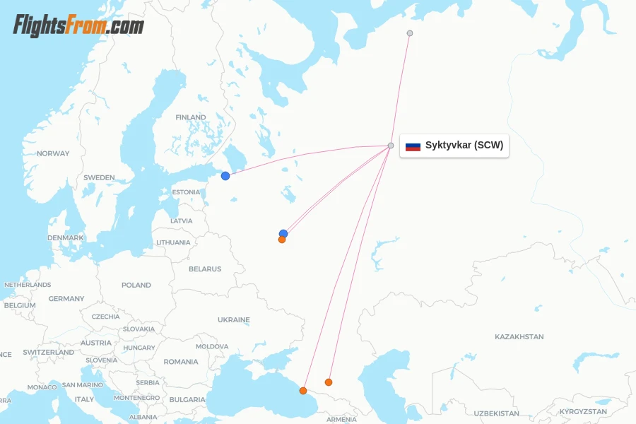 Syktyvkar flight map