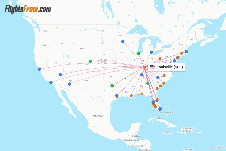 Louisville flight map
