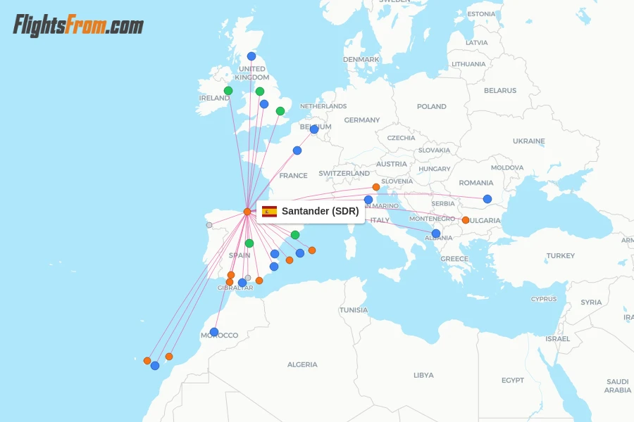 Santander flight map