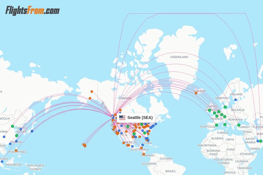 Seattle flight map