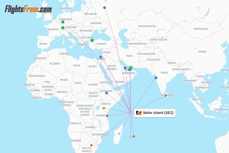 Mahe Island flight map