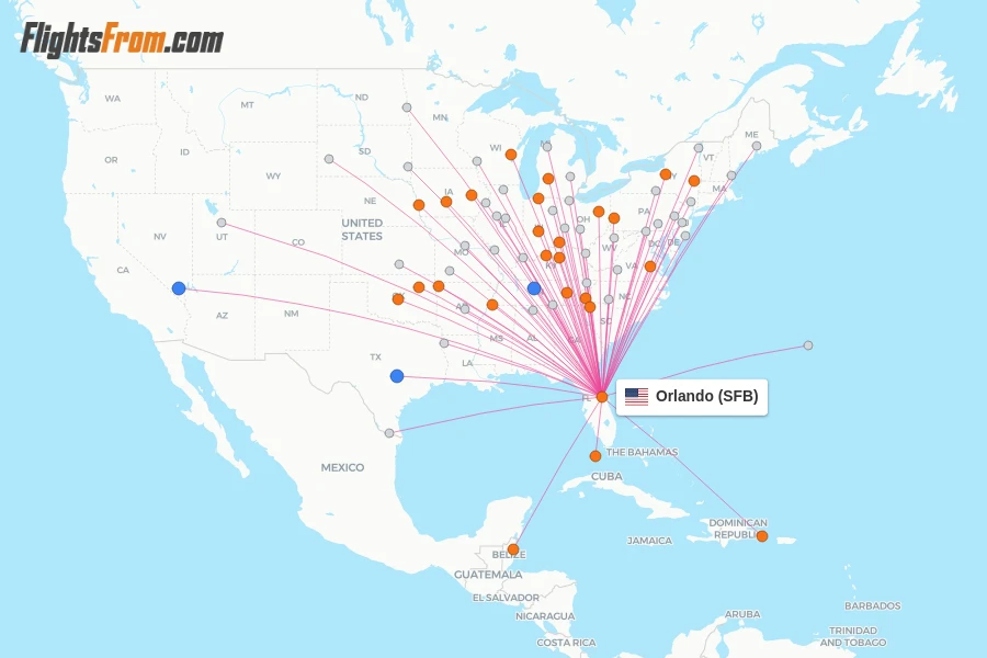 Orlando flight map