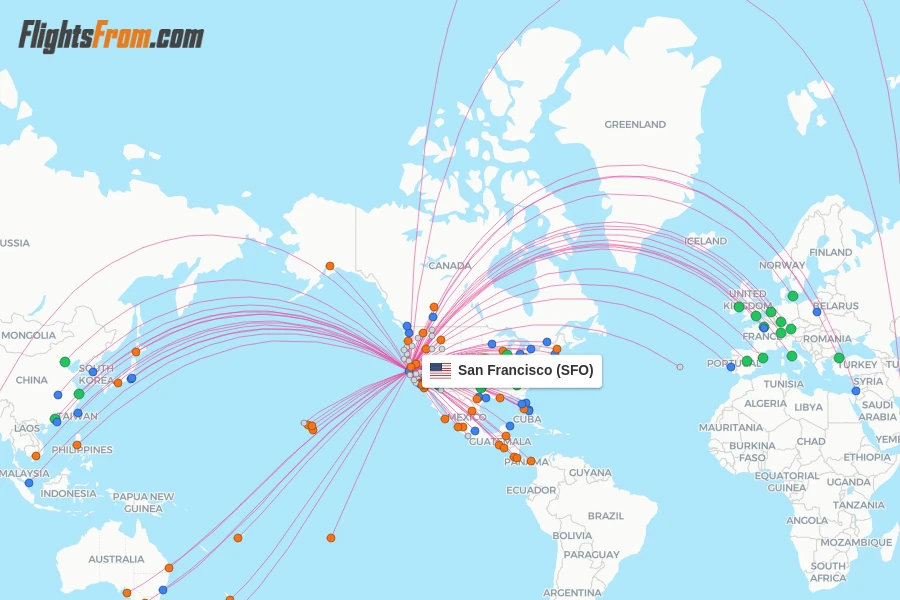 San Francisco flight map