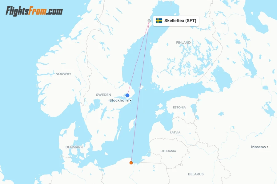 Skelleftea flight map