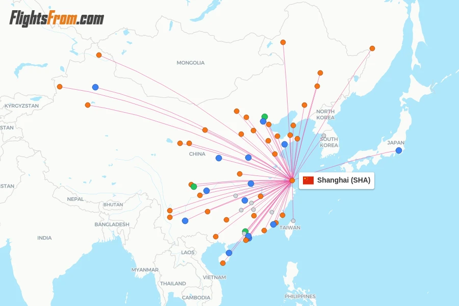 Shanghai flight map
