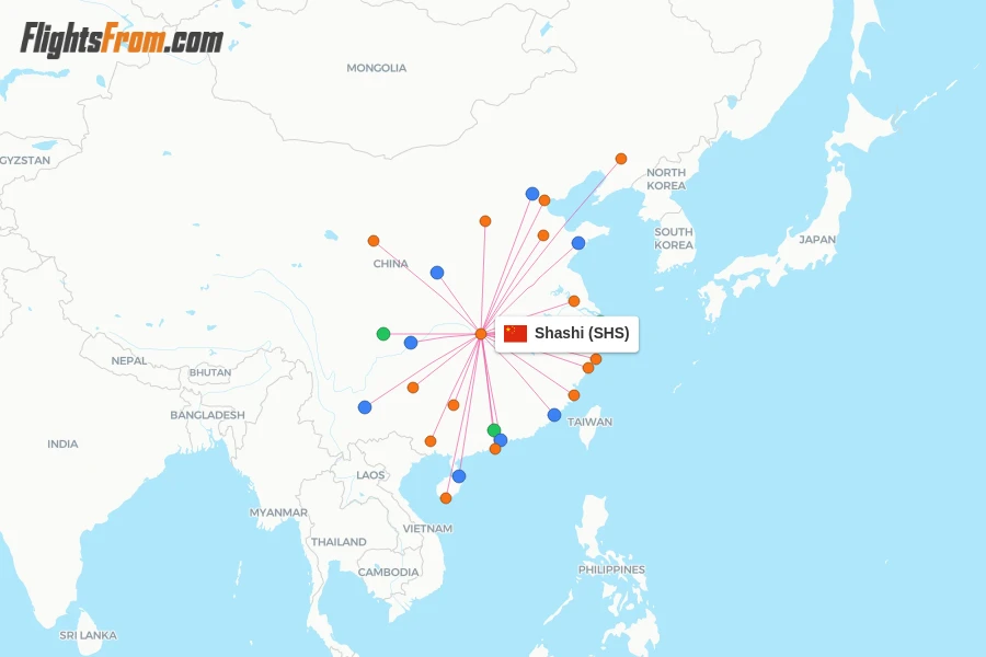 Shashi flight map