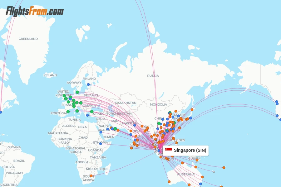 Singapore flight map
