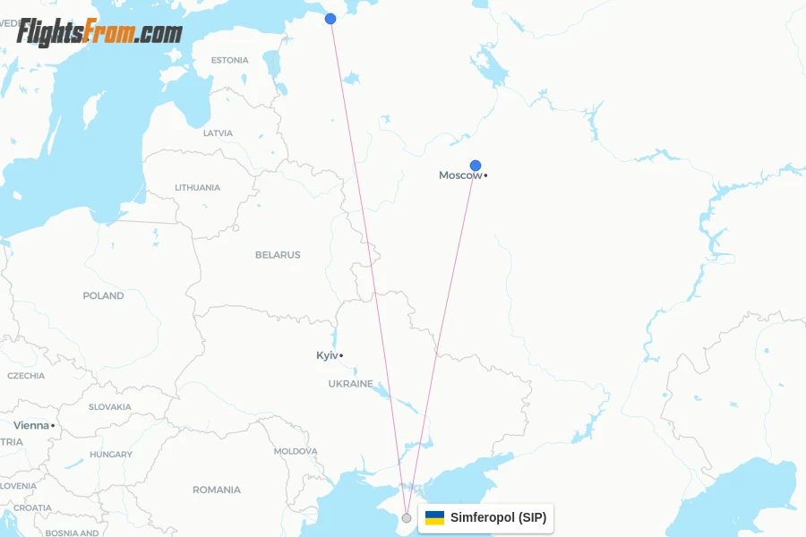 Simferopol flight map