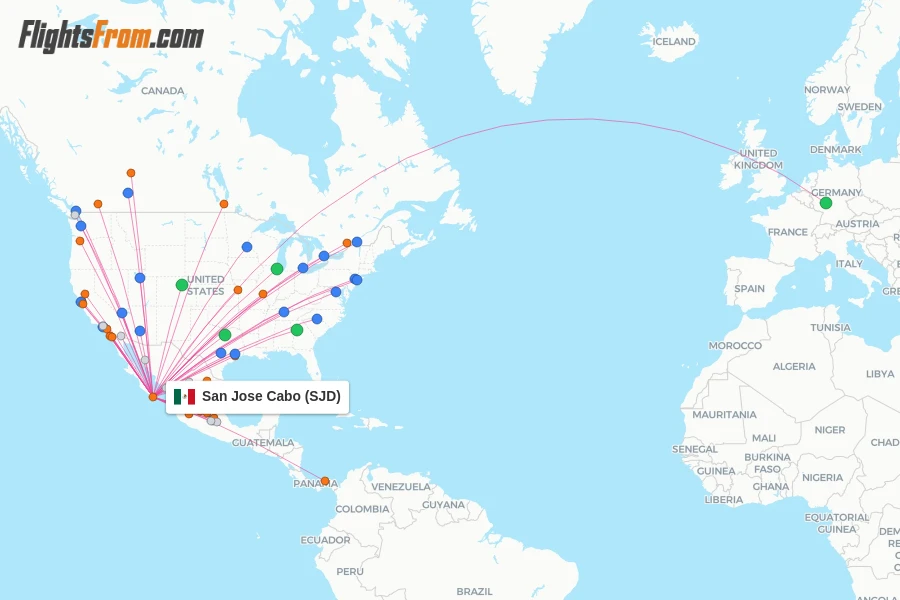 San Jose Cabo flight map