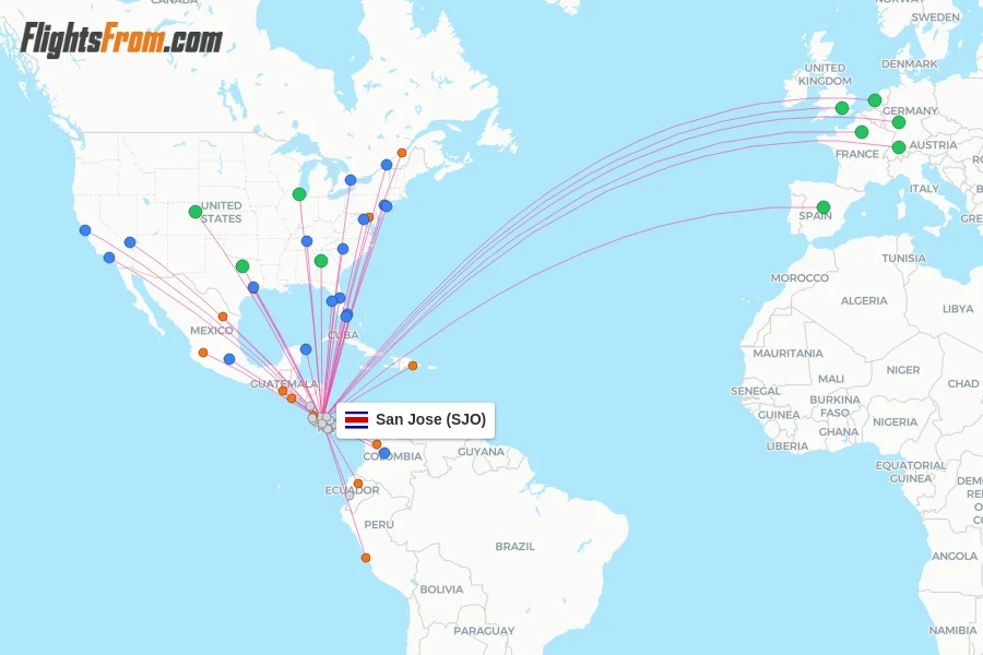 San Jose flight map