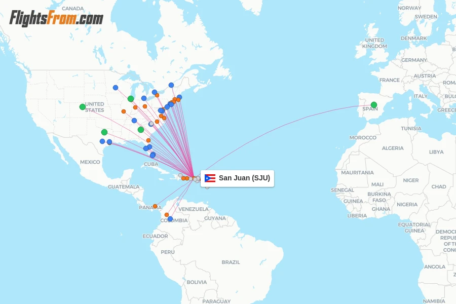 San Juan flight map