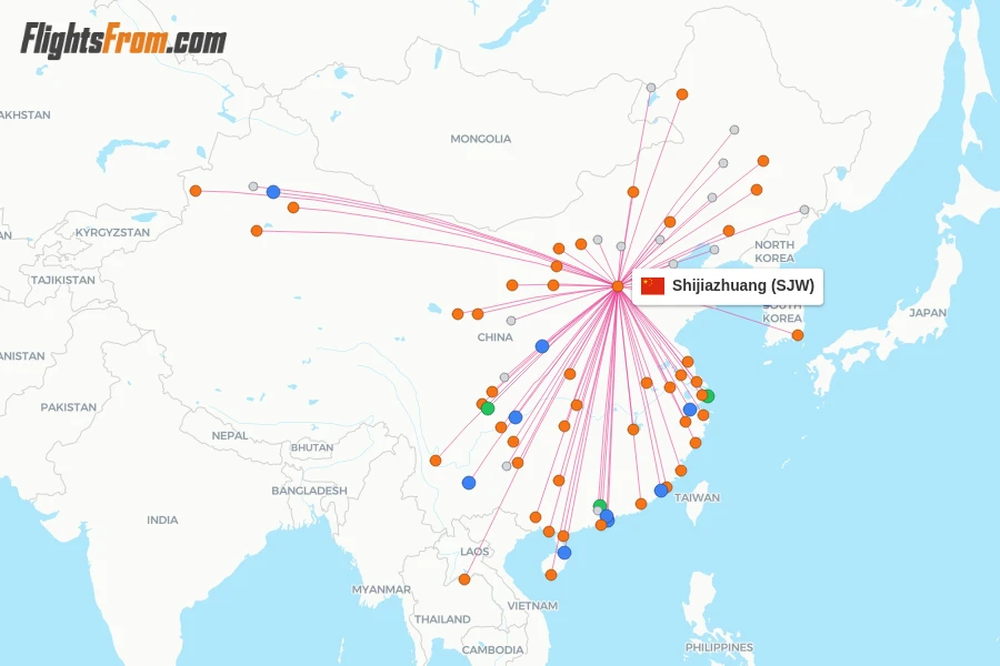 Shijiazhuang flight map